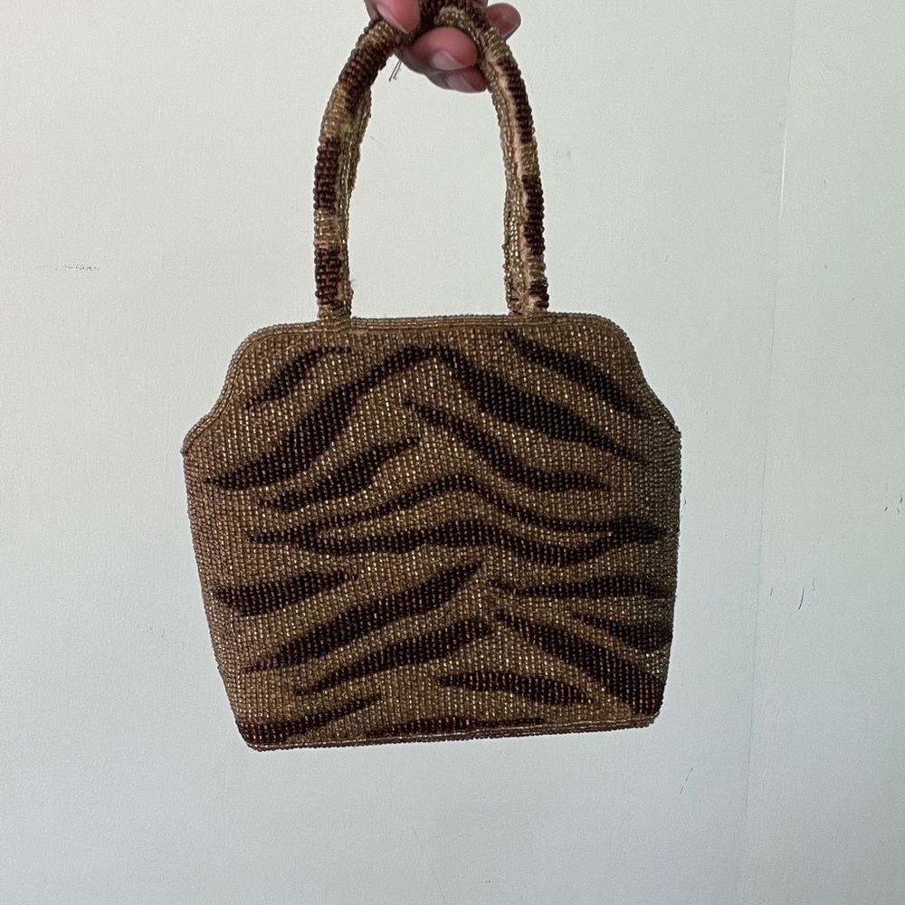 Fully Beaded Animal Print Mini Handbag